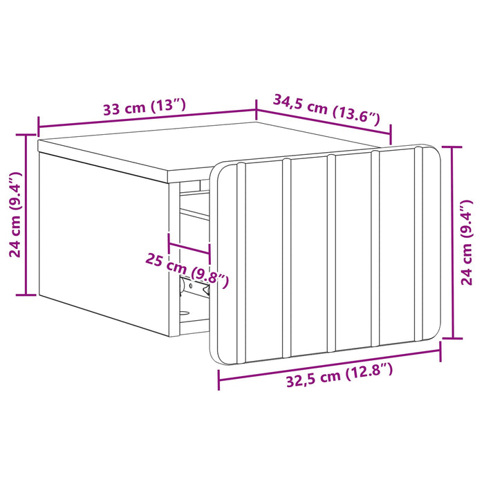 Dulap de noapte suspendat Sonoma gri 33 x 34,5 x 24 cm - WALTI WALTI