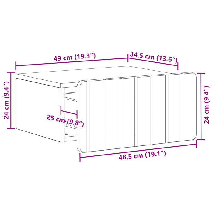 Dulap de noapte suspendat Alb 49 x 34,5 x 24 cm Lemn prelucrat - WALTI WALTI