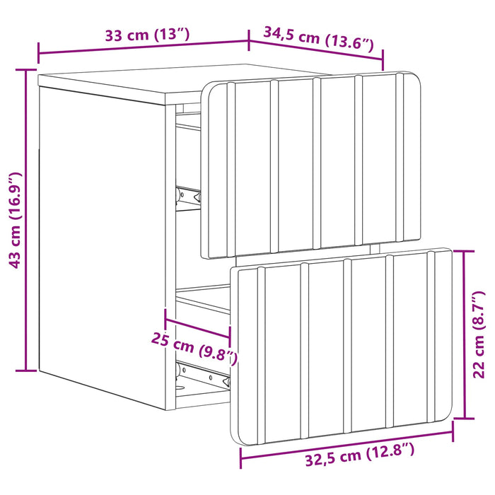 Dulap de noapte suspendat cu sertar Gri Beton 33 x 34,5 x 43 cm - WALTI WALTI