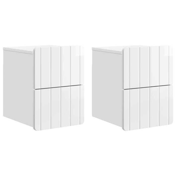 Dulap de noapte suspendat cu sertar 2 pcs Alb foarte lucios - WALTI WALTI