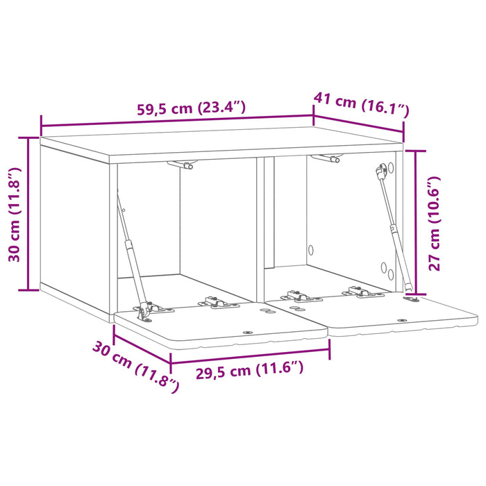 Oglindă TV montată pe perete Sonoma gri 59,5 x 41 x 30 cm - WALTI WALTI