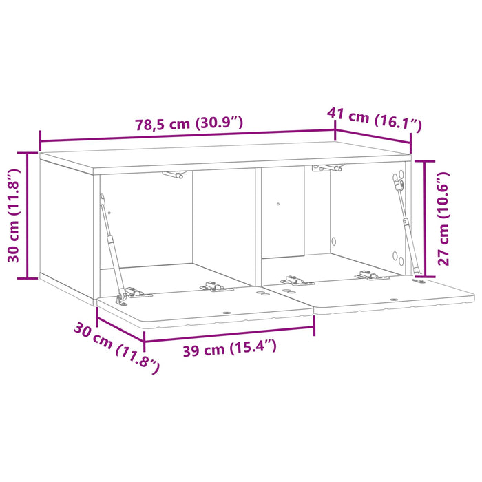 Oglindă TV montată pe perete Stejar Artizanal 78,5 x 41 x 30 cm - WALTI WALTI