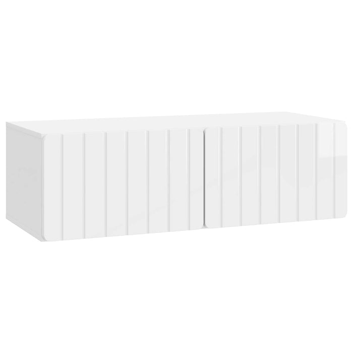 Oglindă TV montată pe perete Alb foarte lucios 98 x 41 x 30 cm - WALTI WALTI