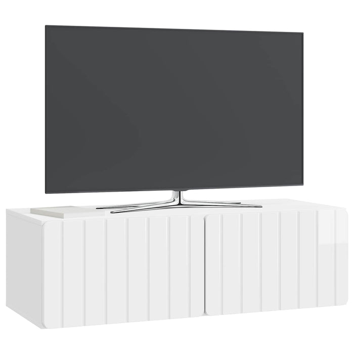 Oglindă TV montată pe perete Alb foarte lucios 98 x 41 x 30 cm - WALTI WALTI