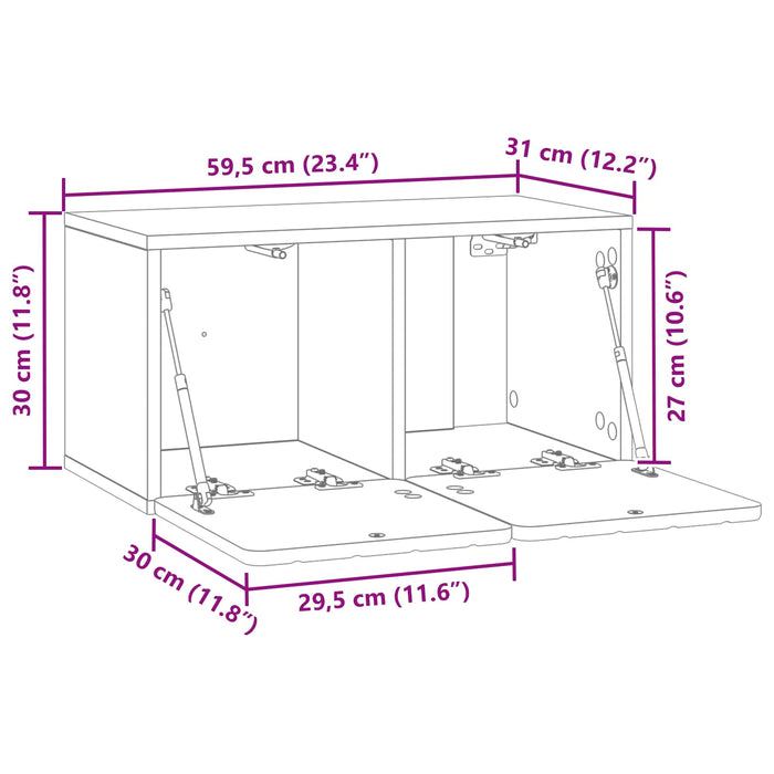Oglindă TV montată pe perete Stejar fumuriu 59,5 x 31 x 30 cm - WALTI WALTI