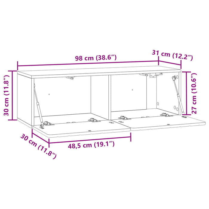 Oglindă TV montată pe perete Gri Beton 98 x 31 x 30 cm - WALTI WALTI