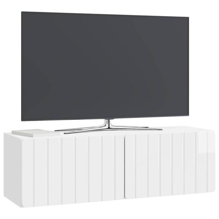 Oglindă TV montată pe perete Alb foarte lucios 98 x 31 x 30 cm - WALTI WALTI