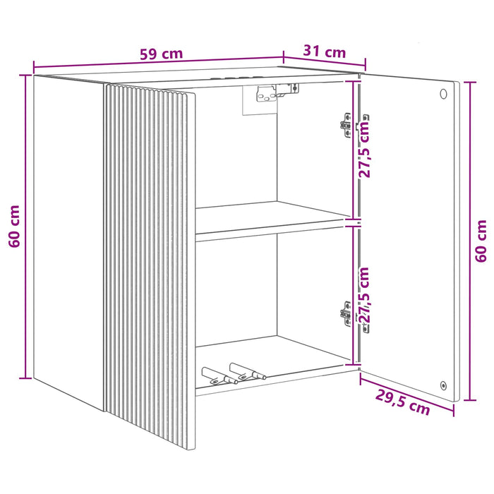 Dulap montat pe perete Alb 59 x 31 x 60 cm Lemn prelucrat - WALTI WALTI