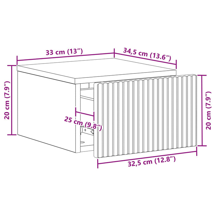 Dulap de noapte suspendat Alb 33 x 34,5 x 20 cm Lemn prelucrat - WALTI WALTI