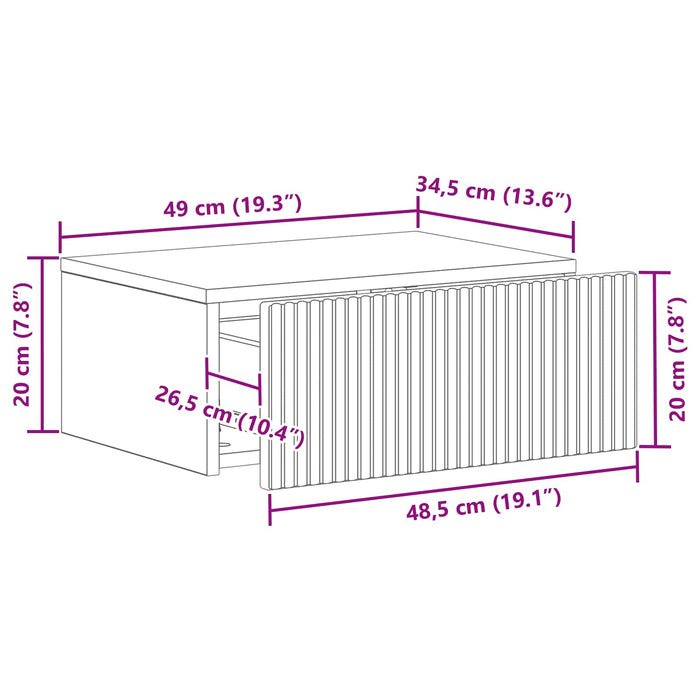 Dulap de noapte suspendat Alb 49 x 34,5 x 20 cm Lemn prelucrat - WALTI WALTI