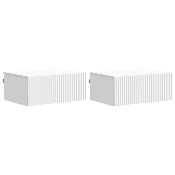 Dulap de noapte suspendat cu sertar 2 pcs Alb 49 x 34,5 x 20 cm - WALTI WALTI