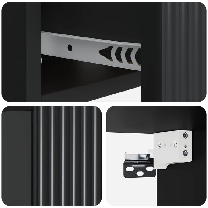 Dulap de noapte suspendat 2 pcs Negru 49 x 34,5 x 20 cm - WALTI WALTI