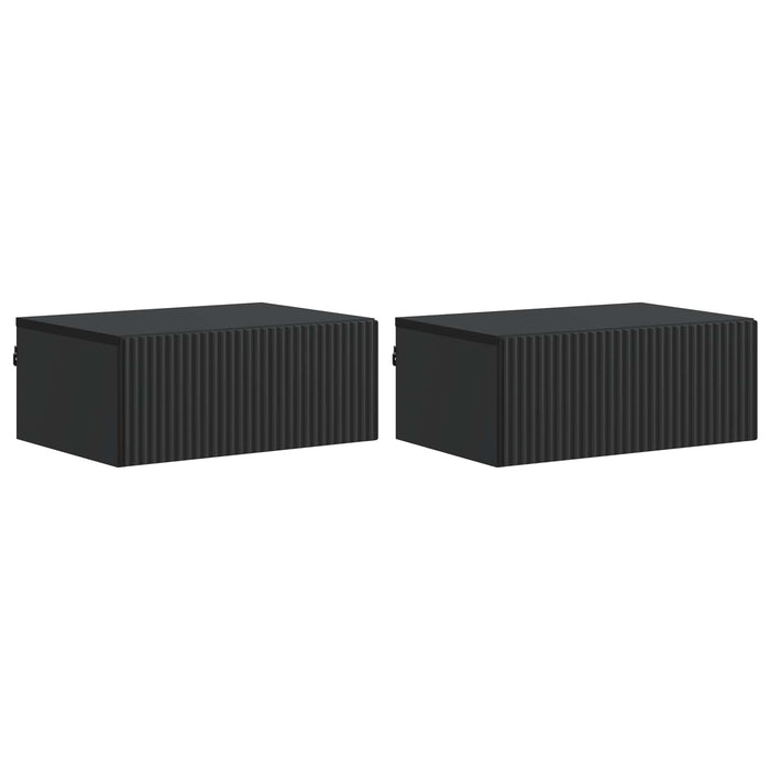 Dulap de noapte suspendat 2 pcs Negru 49 x 34,5 x 20 cm - WALTI WALTI