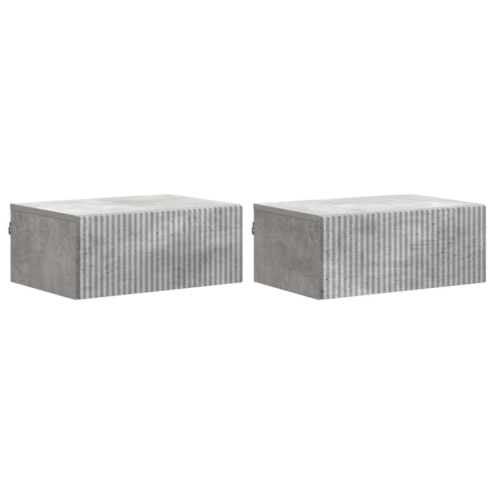 Dulap de noapte suspendat 2 pcs Gri Beton 49 x 34,5 x 20 cm - WALTI WALTI