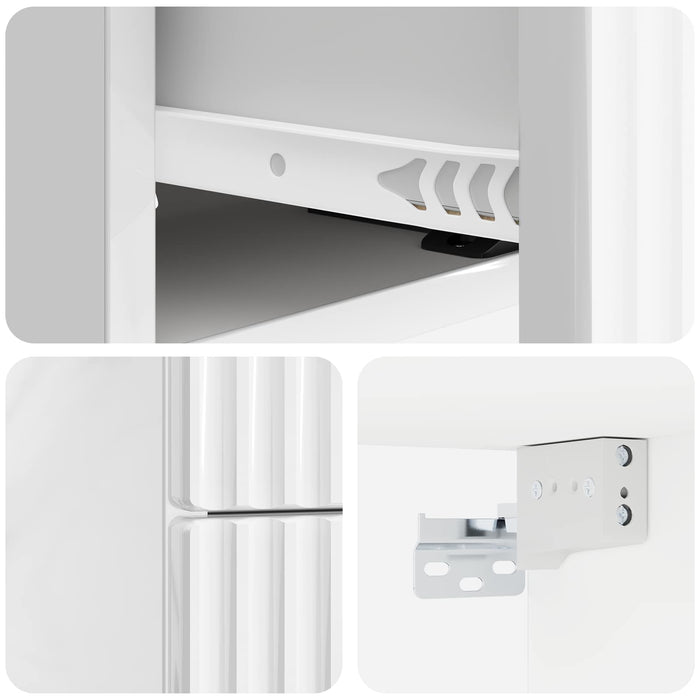 Dulap de noapte suspendat cu sertar 2 pcs Alb foarte lucios - WALTI WALTI