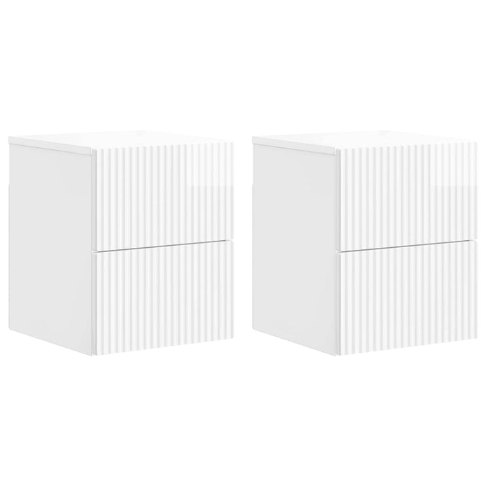 Dulap de noapte suspendat cu sertar 2 pcs Alb foarte lucios - WALTI WALTI