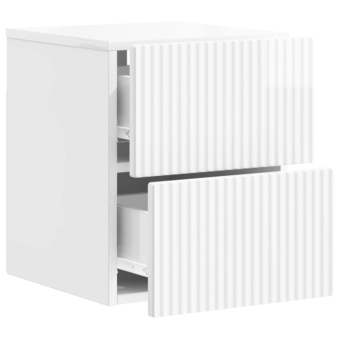 Dulap de noapte suspendat cu sertar 2 pcs Alb foarte lucios - WALTI WALTI
