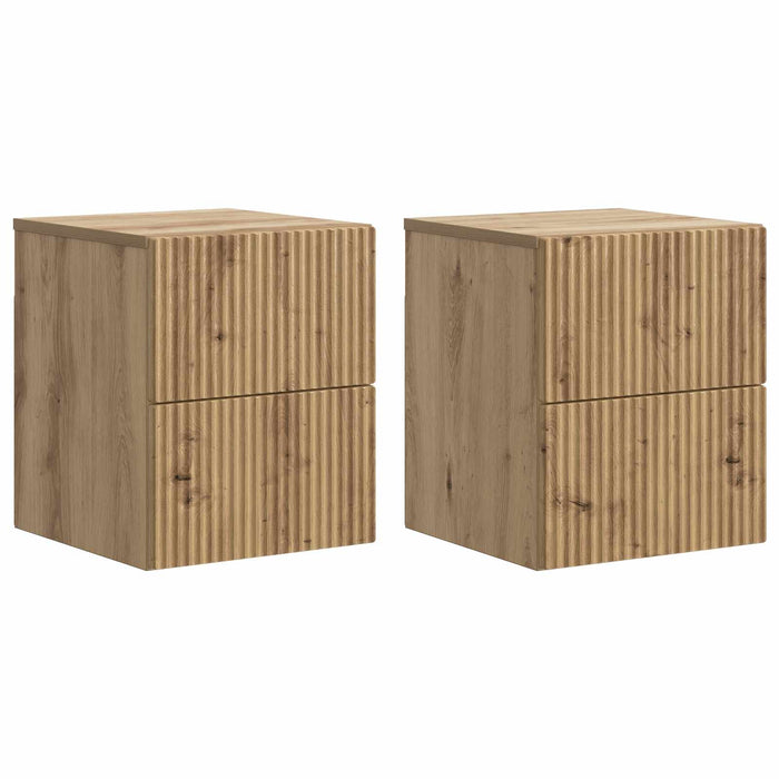 Dulap de noapte suspendat 2 pcs Stejar Artizanal Lemn prelucrat - WALTI WALTI