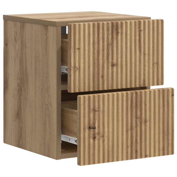 Dulap de noapte suspendat 2 pcs Stejar Artizanal Lemn prelucrat - WALTI WALTI