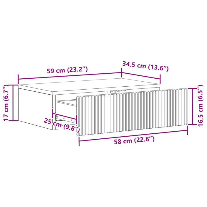 Masă laterală montată pe perete Sonoma gri 59 x 34,5 x 17 cm - WALTI WALTI