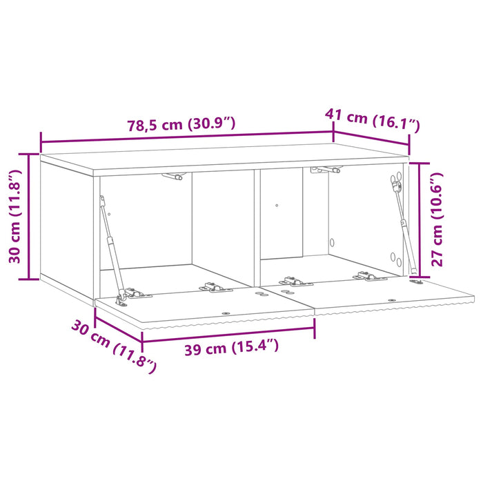 Oglindă TV montată pe perete Lemn vechi 78,5 x 41 x 30 cm - WALTI WALTI