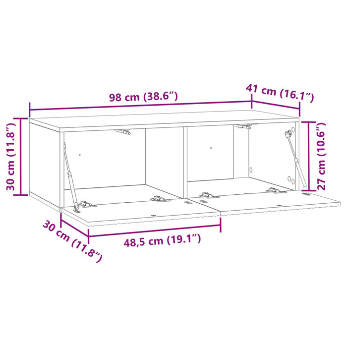 Oglindă TV montată pe perete Stejar Artizanal 98 x 41 x 30 cm - WALTI WALTI