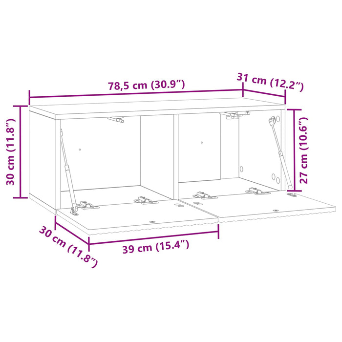 Oglindă TV montată pe perete Stejar Sonoma 78,5 x 31 x 30 cm - WALTI WALTI