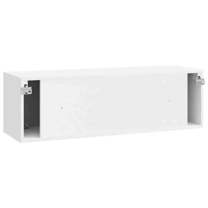 Oglindă TV montată pe perete Alb foarte lucios 98 x 31 x 30 cm - WALTI WALTI