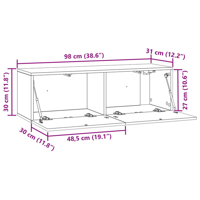 Oglindă TV montată pe perete Stejar fumuriu 98 x 31 x 30 cm - WALTI WALTI