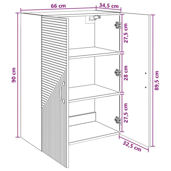Dulap montat pe perete Negru 66 x 34,5 x 90 cm Lemn prelucrat - WALTI WALTI