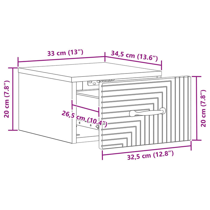 Dulap de noapte suspendat Alb 34,5 x 33 x 20 cm Lemn prelucrat - WALTI WALTI