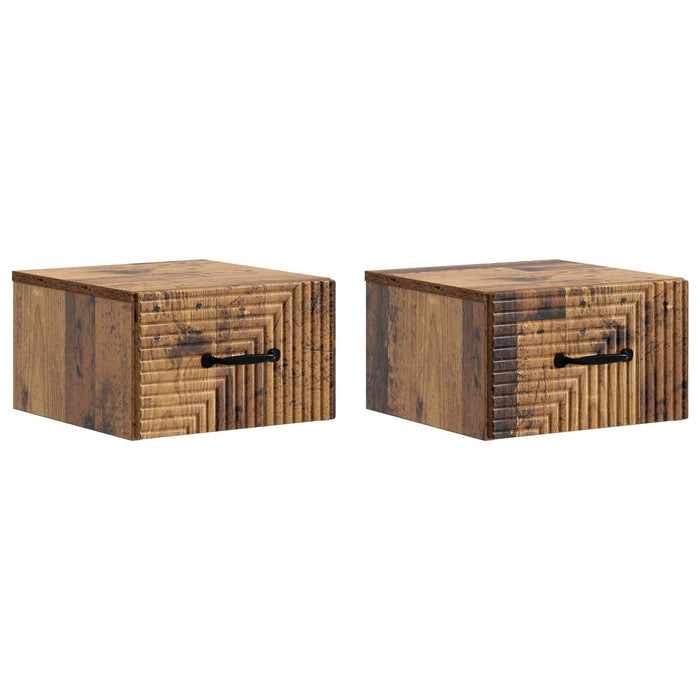 Dulap de noapte suspendat 2 pcs Lemn vechi 34,5 x 33 x 20 cm - WALTI WALTI