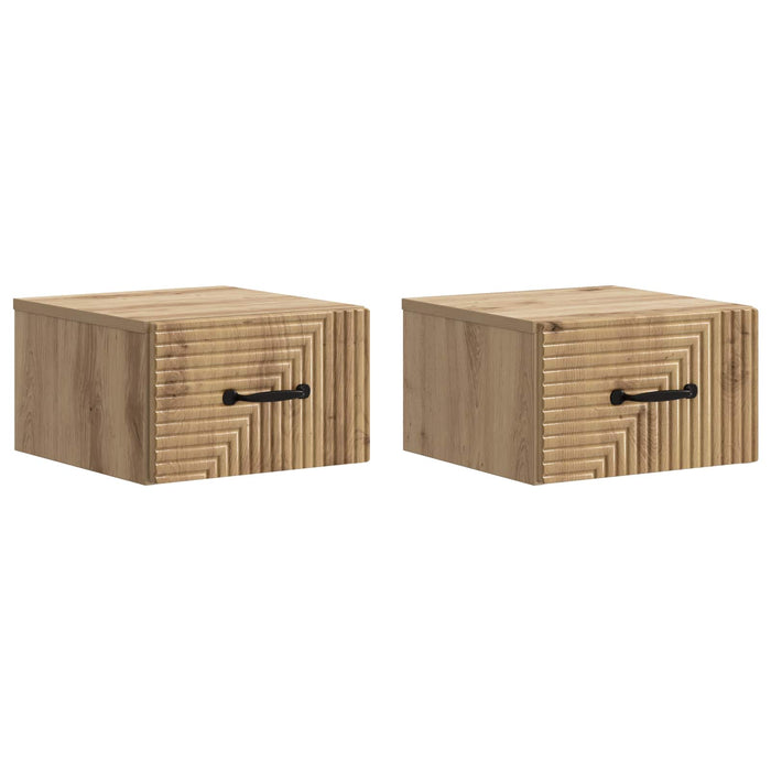 Dulap de noapte suspendat 2 pcs Stejar Artizanal Lemn prelucrat - WALTI WALTI