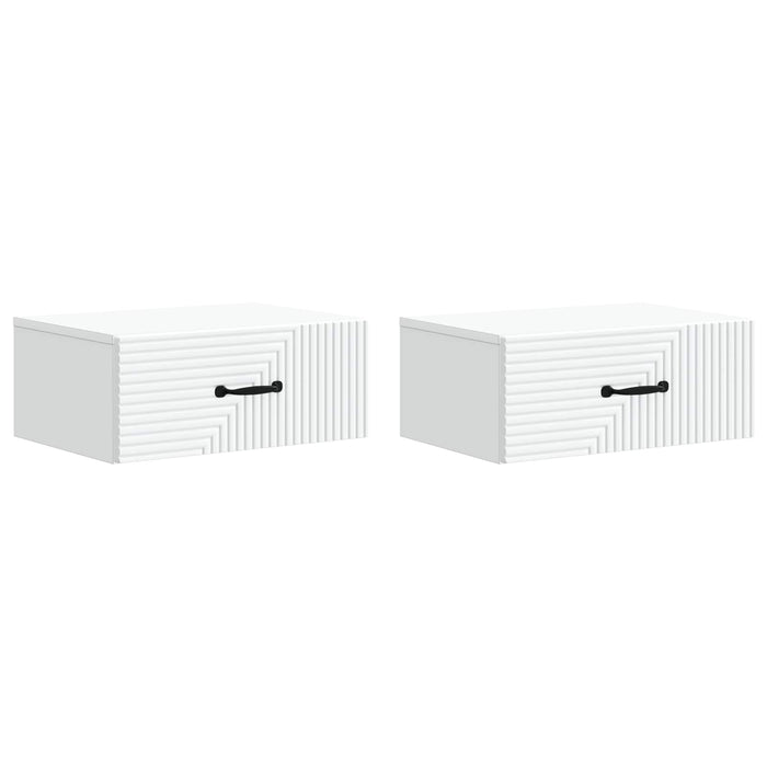 Dulap de noapte suspendat cu sertar 2 pcs Alb 49 x 34,5 x 20 cm - WALTI WALTI