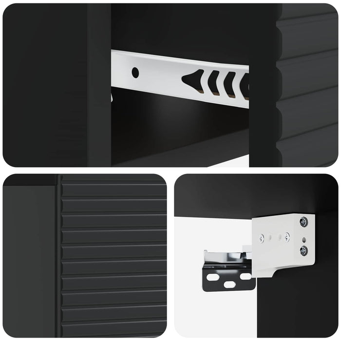 Dulap de noapte suspendat 2 pcs Negru 49 x 34,5 x 20 cm - WALTI WALTI