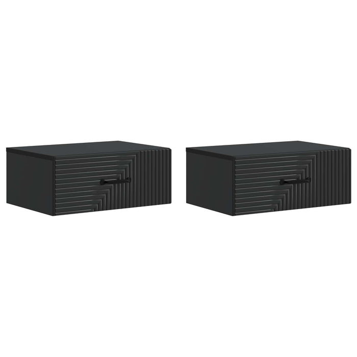 Dulap de noapte suspendat 2 pcs Negru 49 x 34,5 x 20 cm - WALTI WALTI