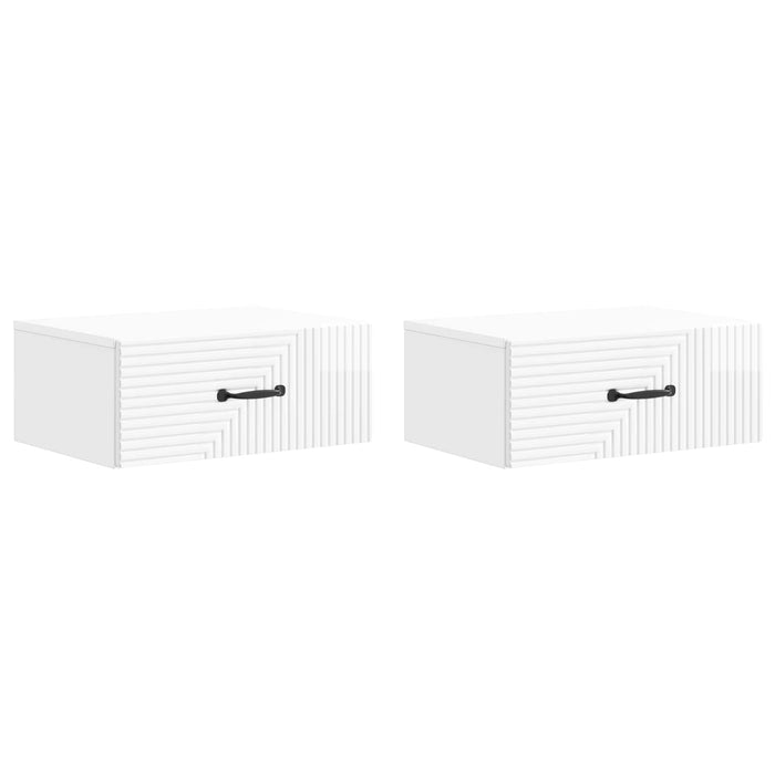 Dulap de noapte suspendat cu sertar 2 pcs Alb foarte lucios - WALTI WALTI