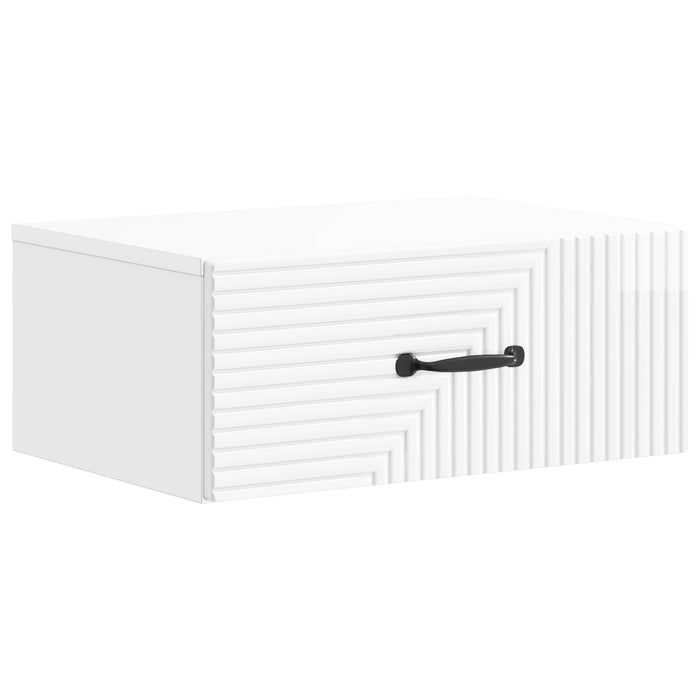 Dulap de noapte suspendat cu sertar 2 pcs Alb foarte lucios - WALTI WALTI