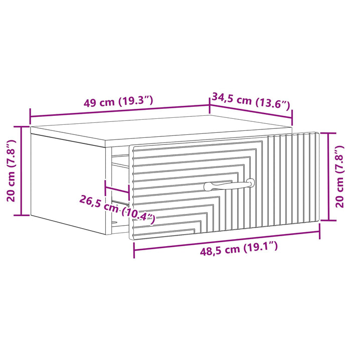 Dulap de noapte suspendat cu sertar 2 pcs Alb foarte lucios - WALTI WALTI