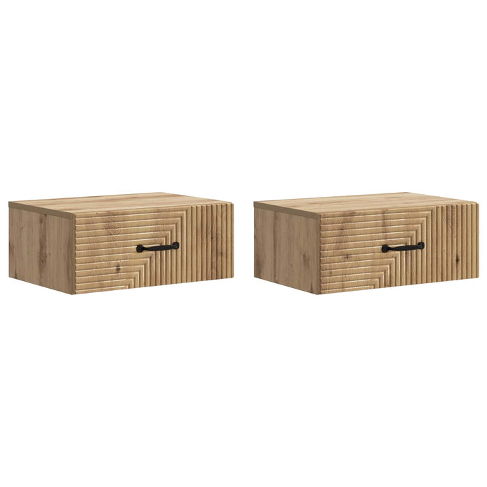 Dulap de noapte suspendat 2 pcs Stejar Artizanal Lemn prelucrat - WALTI WALTI