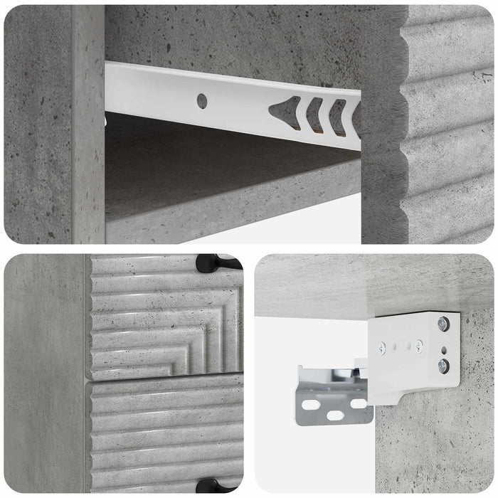 Dulap de noapte suspendat cu sertar Gri Beton 34,5 x 33 x 40 cm - WALTI WALTI