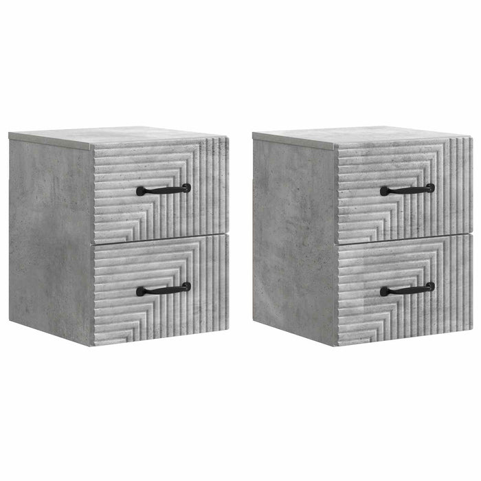 Dulap de noapte suspendat 2 pcs Gri Beton 34,5 x 33 x 40 cm - WALTI WALTI
