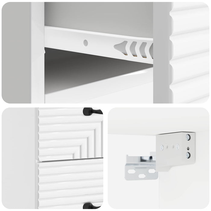 Dulap de noapte suspendat cu sertar 2 pcs Alb foarte lucios - WALTI WALTI