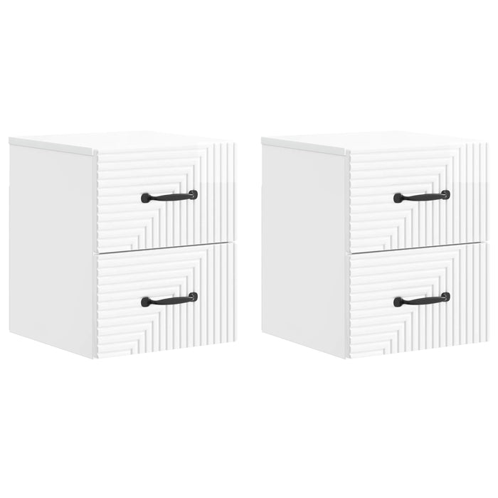 Dulap de noapte suspendat cu sertar 2 pcs Alb foarte lucios - WALTI WALTI