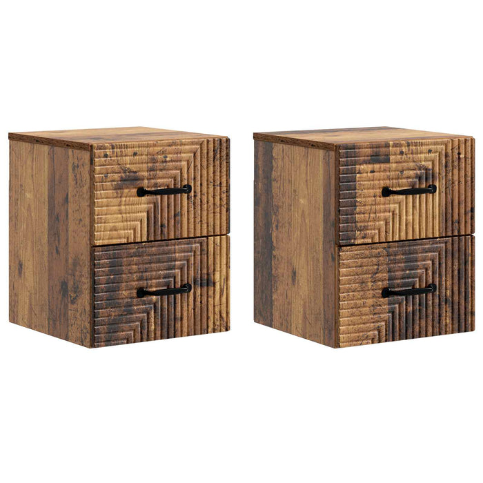 Dulap de noapte suspendat 2 pcs Lemn vechi 34,5 x 33 x 40 cm - WALTI WALTI