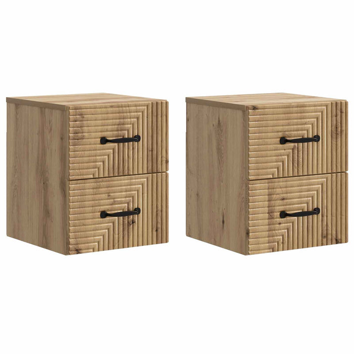 Dulap de noapte suspendat 2 pcs Stejar Artizanal Lemn prelucrat - WALTI WALTI