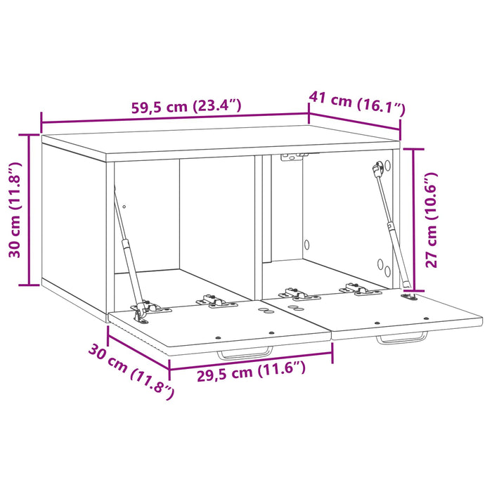 Oglindă TV montată pe perete Stejar fumuriu 59,5 x 41 x 30 cm - WALTI WALTI