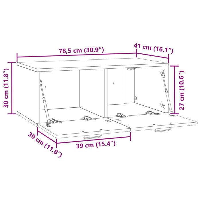 Oglindă TV montată pe perete Stejar Sonoma 78,5 x 41 x 30 cm - WALTI WALTI