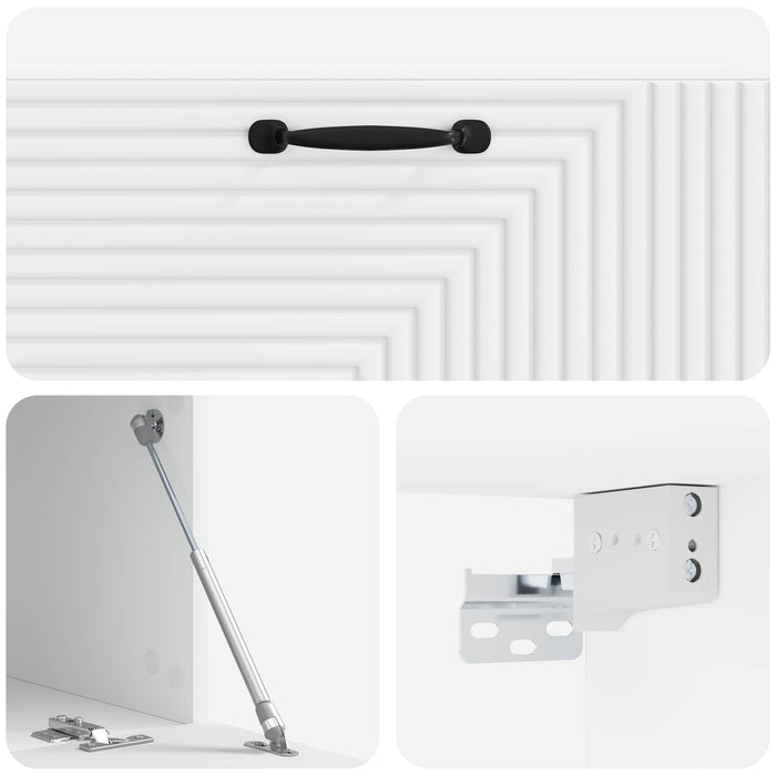 Oglindă TV montată pe perete Alb 98 x 41 x 30 cm Lemn prelucrat - WALTI WALTI