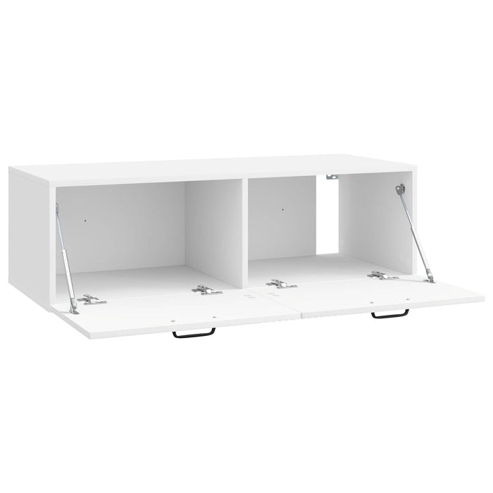 Oglindă TV montată pe perete Alb foarte lucios 98 x 41 x 30 cm - WALTI WALTI